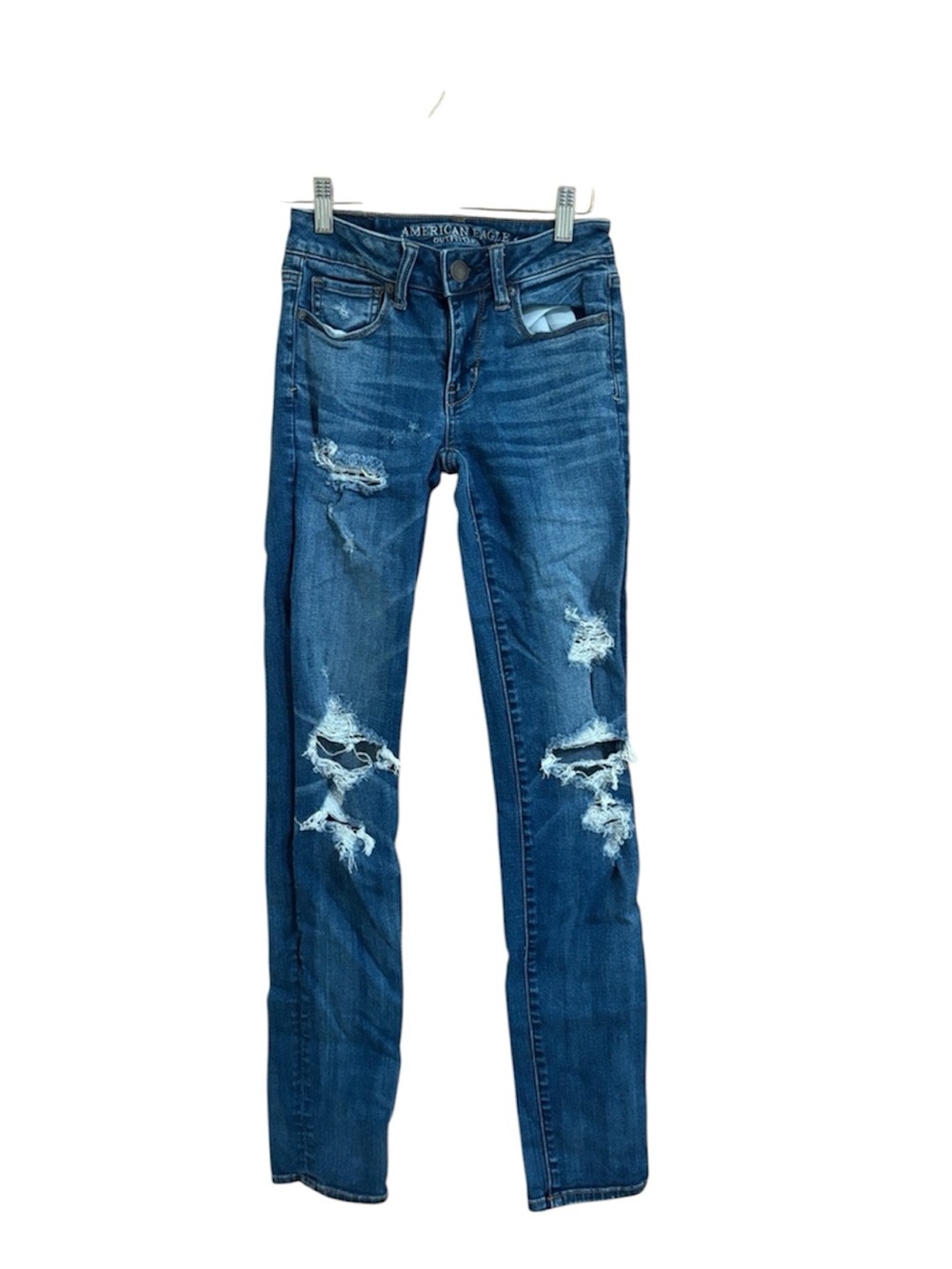 American Eagle Super Stretch Size 00 LONG Distressed Skinny Jeans